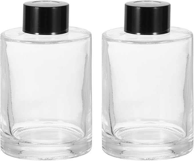 HARFINGTON 2pcs 120ml/4oz Empty Glass Diffuser Bottle 3.9" x 2.4" Refillable Fragrance Accessories Aromatherapy Jar Container for Replacement Reed Diffuser DIY Home Bathroom Transparent