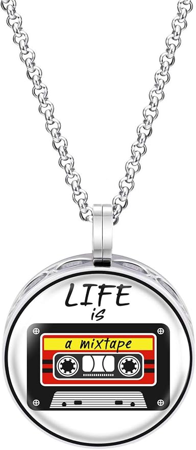 Wild Essentials Mixtape Enamel Finish Essential Oil Diffuser Necklace Gift Set - includes Aromatherapy Pendant, 24" Stainless Steel Chain, 8 Color Refill Pads