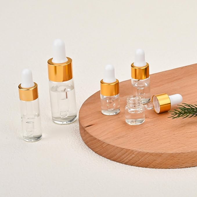 100 Pack Mini Dropper Bottle for Cuticle Oil, 5ml Small Sample Essential Oil Dropper Bottles for Travel, Clear Empty Vails for Cosmetic Perfume