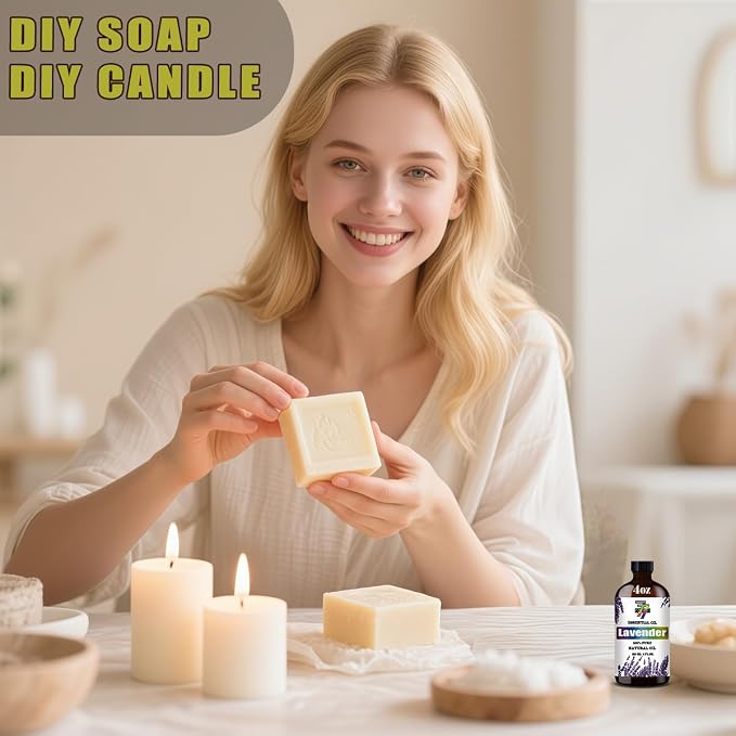 Lavender Essential Oil, Lavender Oils, for Diffuser, Pillow, Humidifier, DIY Candles, Soap, Gift, Essential Oil, GV77ZF Lavender Fragrance Oil - 4 fl oz (120 ml)