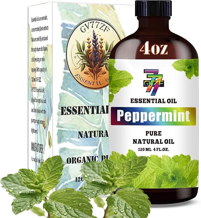 Peppermint Essential Oil 4fl oz for Diffuser DIY Candle Soap | Cleaning; Aroma; Pure; Steam Distilled; Natural; Humidifier Safe; Strong Scent; Multipurpose; Home Freshener; Gift