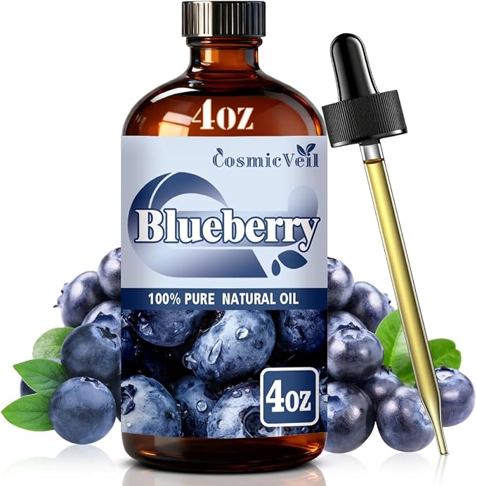 Blueberry Essential Oil for Aroma Diffuser,Humidifier,Home Fragrance,Cleaning,Body Care,Massage,Yoga,DIY Candle,DIY Soap CosmicVeil（Blueberry，4 Fl Oz (Pack of 1)）