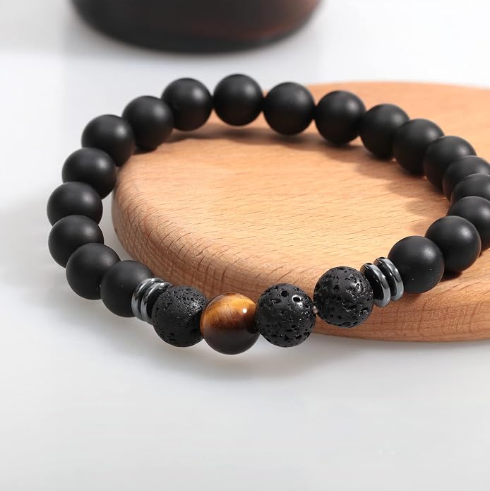 Healing Bracelets for Women, Anti Anxiety Yoga Beads Stress Relief Healing Thoughts Bracelets Relaxation Gift Aromatherapy Essential Oil Diffuser Lava Bracelet Gifts for Women