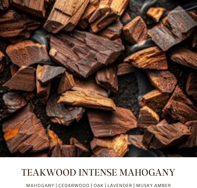 Teakwood Noir Mahogany Crackling Wood Wick Candle for Men – Strong Masculine Scent, 100% Soy, 50-Hour Burn – Luxury Scented Candle with Crackling Wooden Wick for Home, Office, Gifts