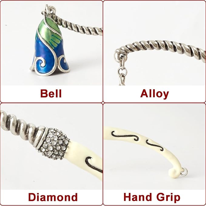 Candle Snuffer Extinguisher with Diamond Decoration Long Handle, Alloy Wick Flame Candle Put Out Tool Safely, Gift for Candle Lovers (Blue White)