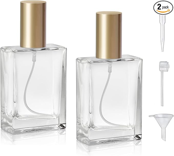 30ml/1.0 Oz Glass Spray Bottle Perfume Atomizer,Travel Refillable Perfume Bottles Empty Classic Spray Bottle 2Pack (Gold, 30ml)