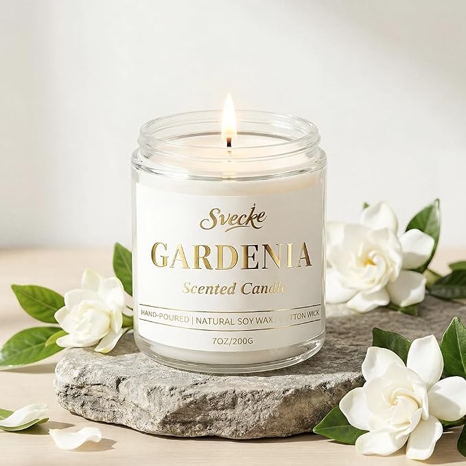 Gardenia Scented Candle 7oz Soy Wax Jar Candle Long Burning Aromatherapy Candle for Home Bedroom Gift for Women Men Housewarming New Home Gift