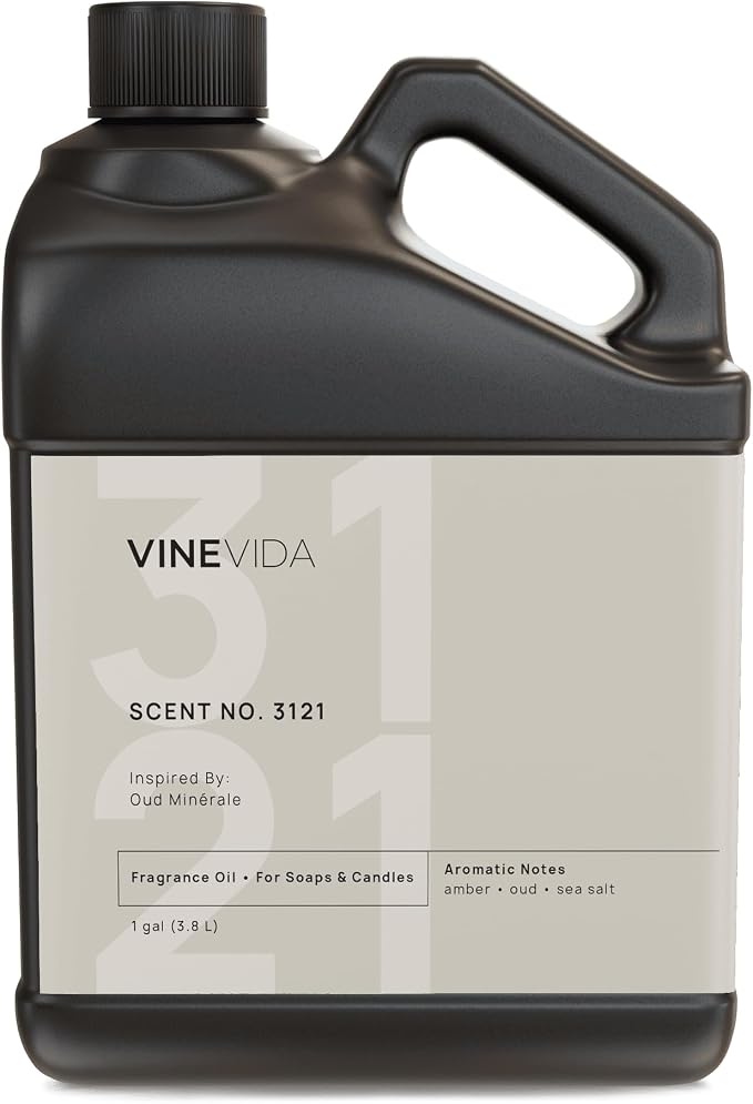 VINEVIDA Scent NO. 3121 Fragrance Oil - 1 Gallon (8lbs) - Inspired by: Oud Minérale Fragrance Oil for Candle Making - Made in USA Candle Scents Scents for Soap Making