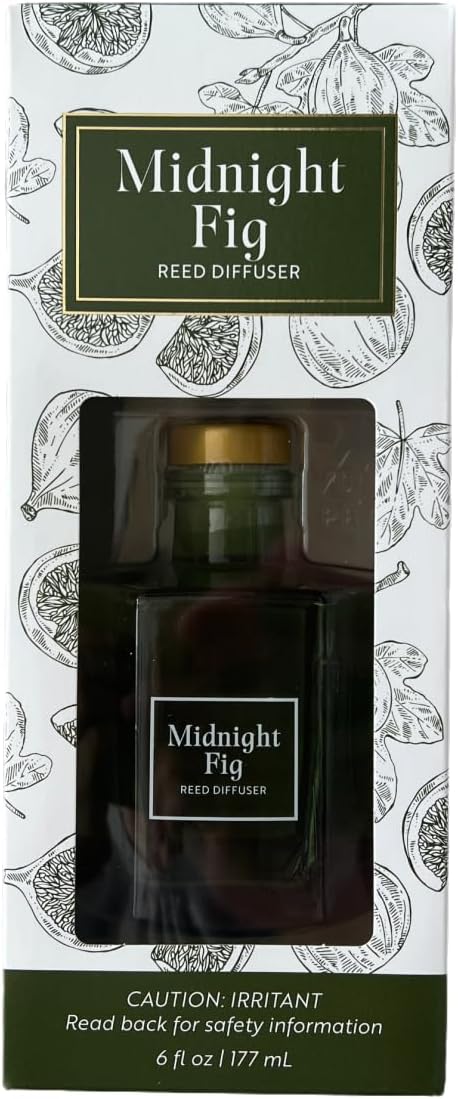 Bellevue Reed Diffuser, 6 fl oz Glass Filled Diffuser, Highly Concentrated Fragrances with Essential Oils, Home Fragrance, Scent:Midnight Fig