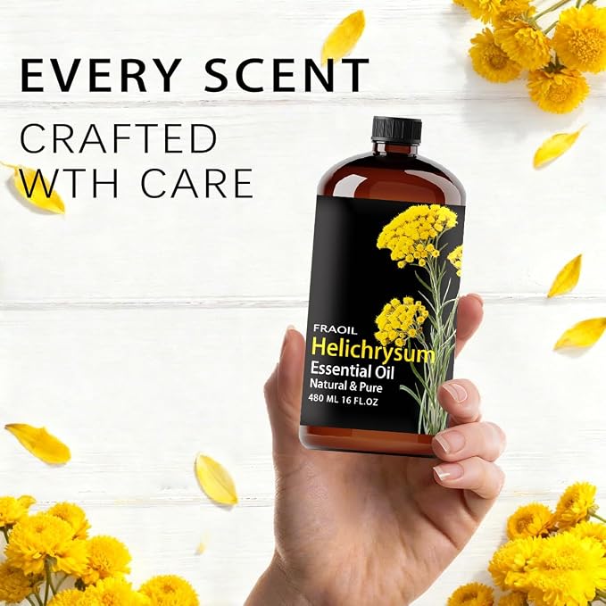 Helichrysum Essential Oil, Helichrysum Oil 16 Fl Oz 480 ML for Diffuser Humidifier Yoga Cleaning DIY Candle Soap Making Perfume Gift for Women Essential Oils FRAOIL (Helichrysum 16 Fl Oz (Pack of 1))