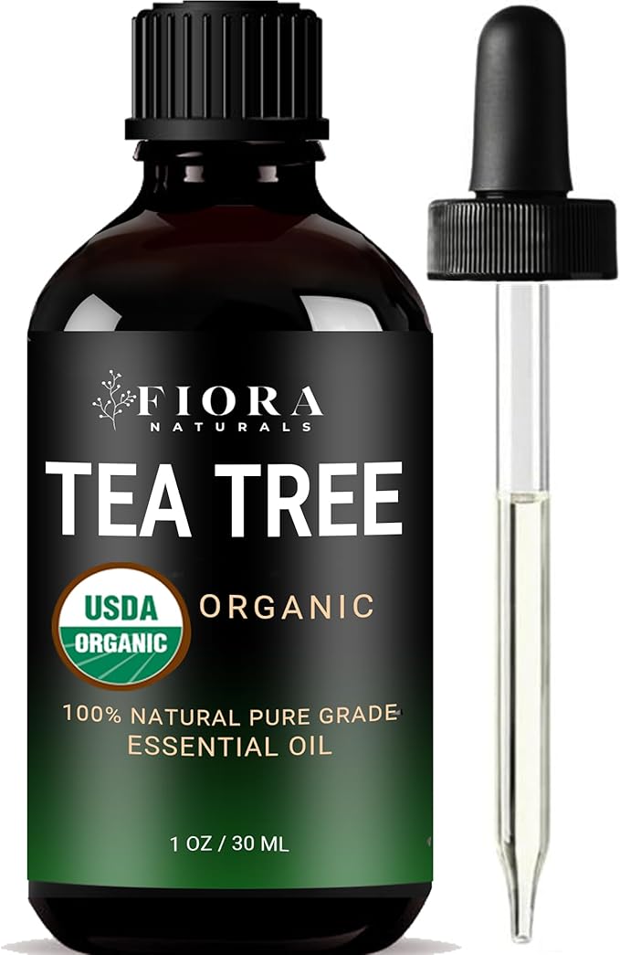 Tea Tree Oil – 100% Pure Organic Tea Tree Essential Oil for Skin, Face, Hair, Scalp, Nails, and Toenail – 1 fl oz - By Fiora Naturals