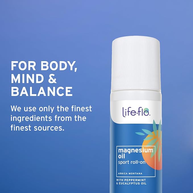 Life-FLO Magnesium Oil Sport Roll-On for Adults and Kids - Magnesium Chloride from Zechstein Seabed Plus Arnica - Calms and Refreshes Muscles and Joints After Exercise - 3oz Roller