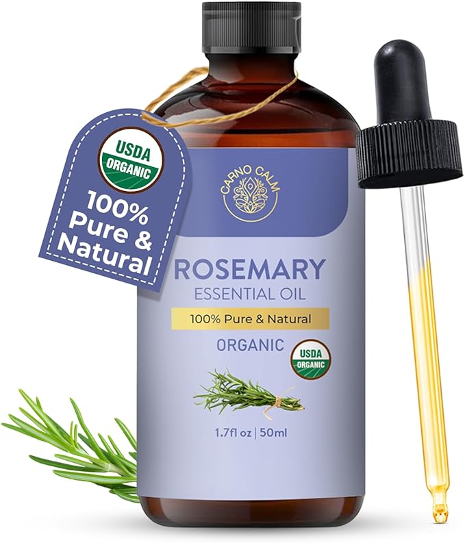 Rosemary Essential Oil | USDA Certified Organic Rosemary Oil for Hair Growth and Skin | Aromatherapy & Diffuser | 1.7 fl. Oz