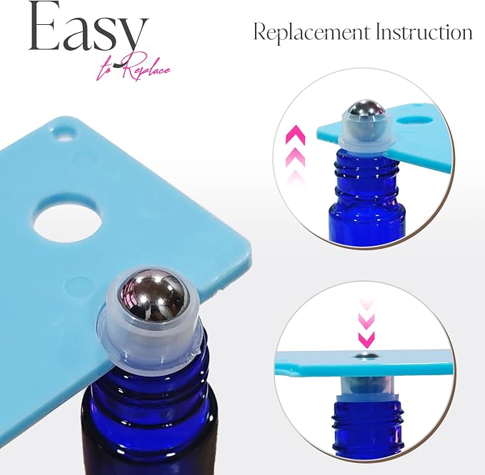 10ml Roller Bottles for Essential Oils, 6 Pack Cobalt Blue Thick Glass Bottles with Stainless Steel Roller Balls and 2 Droppers