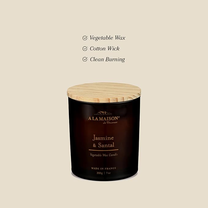 A LA MAISON Scented Candle - Natural Candle with Cotton Wick in Luxury Amber Glass – Clean Burn, Made in France, 7oz