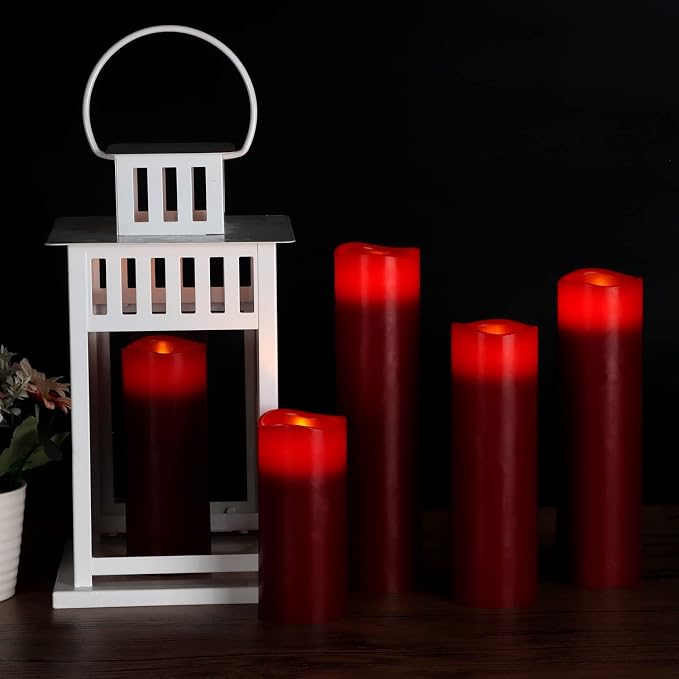 Vinkor Flameless Candles (Burgundy Set of 9)