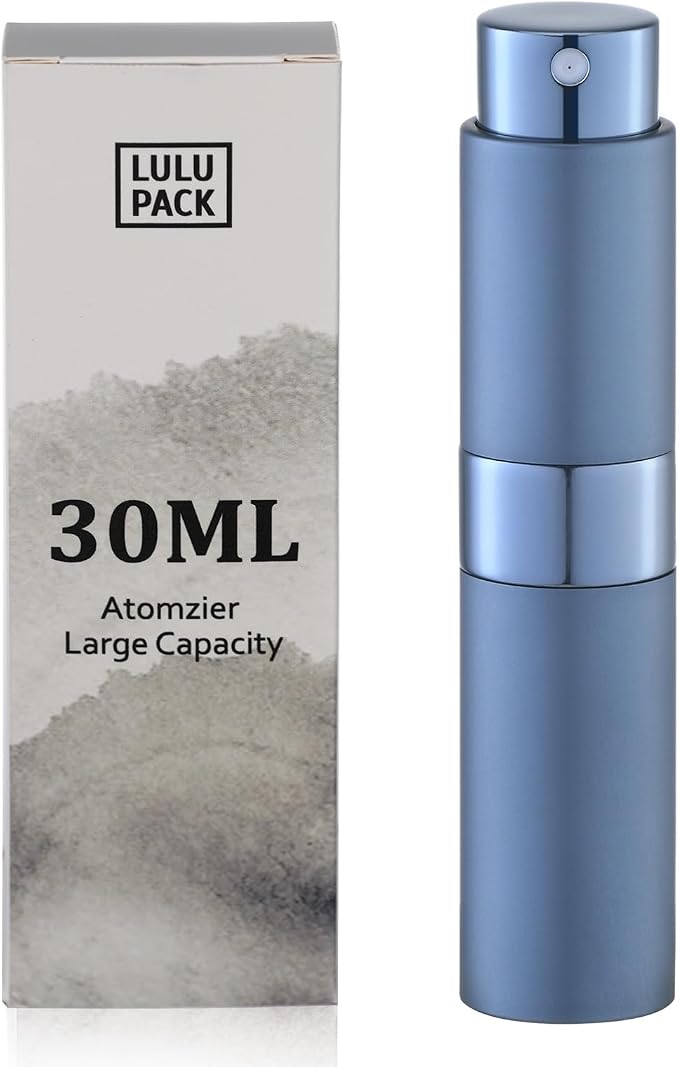 Lulupack Perfume Atomizer Refillable Travel Bottle: Cologne Portable Sprayer for Men - Mini Spray Empty for Refill - 1oz Large Size Blue