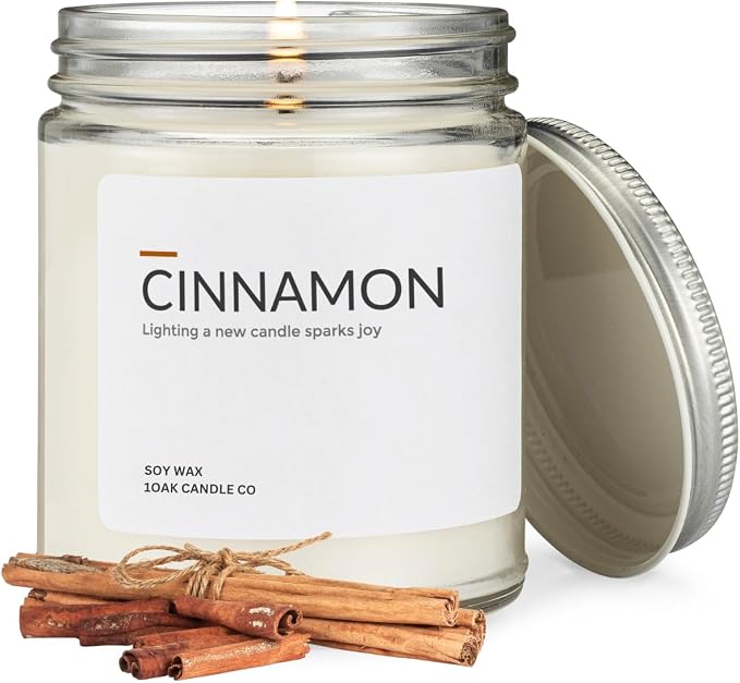 1OAK Cinnamon Candle - Soy Wax Scented Candles - Soy Candles for Home Scented - Long Burning Premium - Hand-Poured (7oz.)
