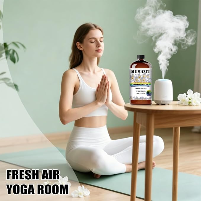 White Musk Essential Oil, White Musk Oil 16 Fl Oz 480ML for Diffuser Humidifier Yoga Cleaning DIY Candle Soap Making MUMAZYL Essential Oils
