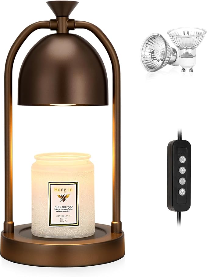 Brown Candle Warmer Lamp with Timer-Electric Candle Light for Bedroom Decor, Aromatherapy at Home | Gifts for Men | Home Gift Ideas