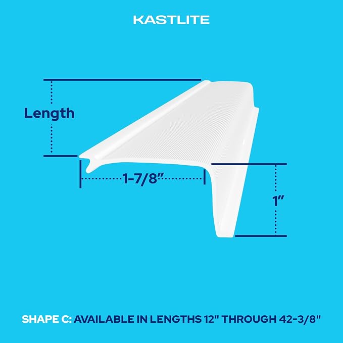 KASTLITE Linear Under Cabinet Light Cover Replacement | White Ribbed Acrylic Undercabinet Lens Diffuser | 33"L x 1-7/8"W x 1"H | Filters Under Counter Lights for Kitchen, Bathroom & Vanity | Shape C