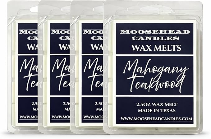 Mahogany and Teakwood Wax Melts 4 Pack Scented Wax Melts, Long-Lasting Soy Wax for Home and Office, Rich and Bold Masculine Fragrance, for Men and Fragrance Lovers