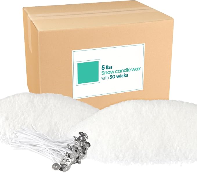 5LB Natural Pearled Candle Making Kit with 50 Cotton Wicks, Reusable and Refillable Pearled Candles for DIY Sand Candle Making