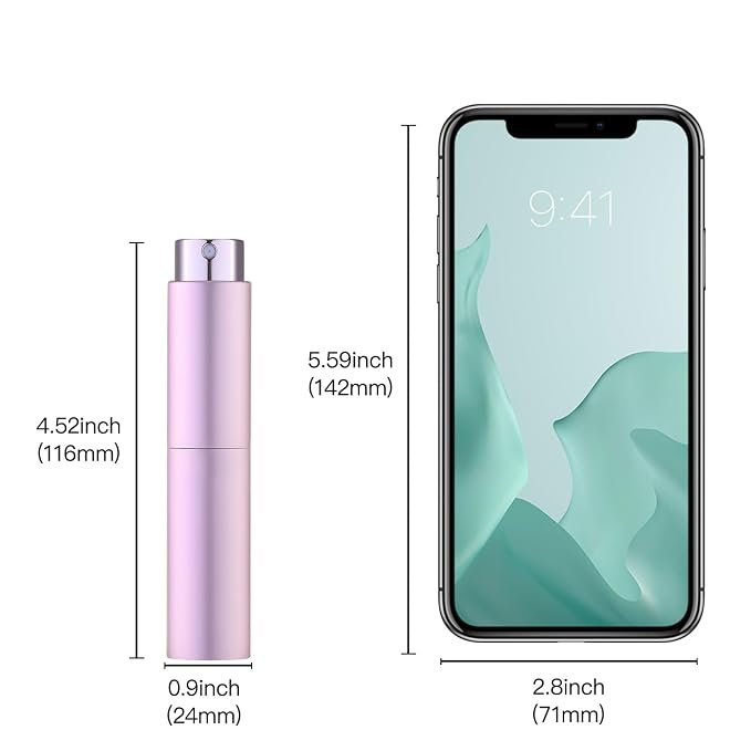 Tekson 10ml Travel Perfume Atomizer Refillable, Mini Cologne Spray Bottle Empty, Small Coffee Spray Bottle (Pink)