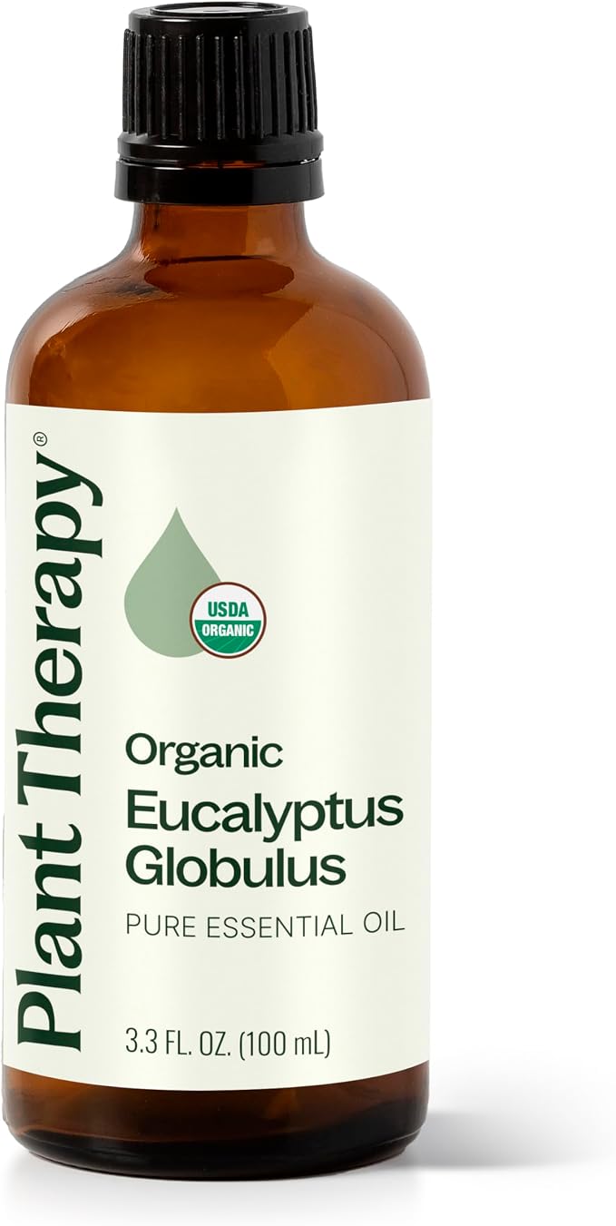 Plant Therapy Organic Eucalyptus Globulus Essential Oils 100 mL (3.3 oz), 100% Pure, USDA Certified Organic, Undiluted, Natural Aromatherapy for Respiratory Support & Focus