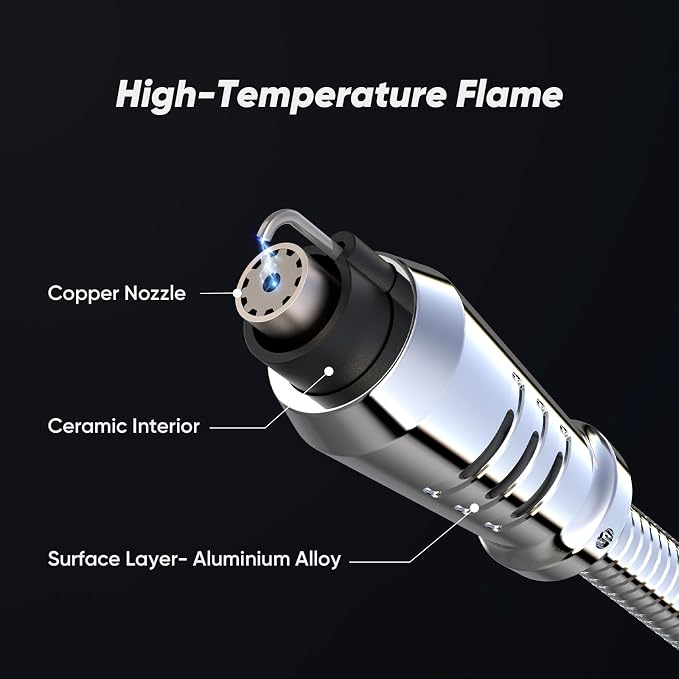 Butane Lighter Torch Long Lighter Refillable Lighter Windproof with Visual Fuel Window Flexible Extra Long Torch Lighter for Fireplace Candles (No Butane Included) (Black + Orange, 2 Pack)