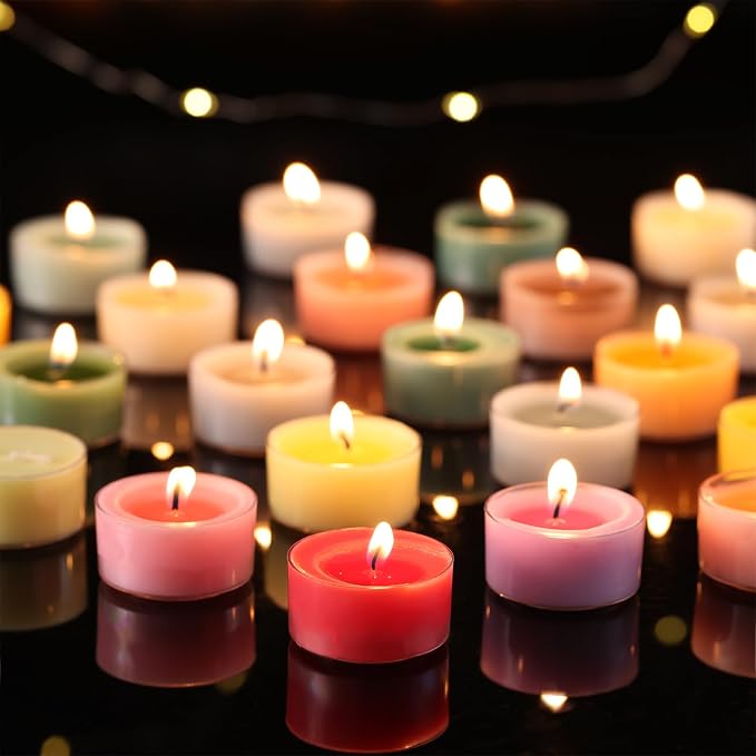 Scented Tea Lights Candles, Wisper of Rose, 16 Pack – Red Scented Tealight Candles– 100% Palm Wax – 6 Hour Burn Time Aromatherapy Tea Light Votive Candle for Dinner, Bedroom, Spa