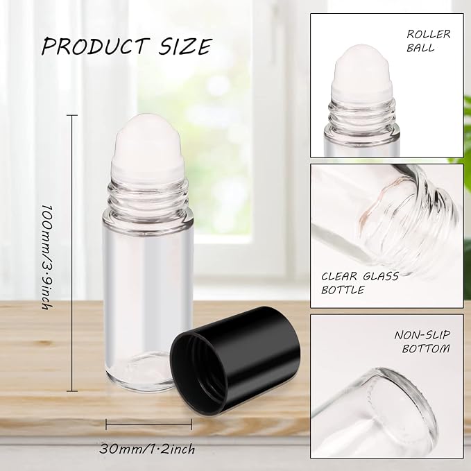 8 Pack 30ml Glass Roll On Bottles Empty Deodorant Containers Travel Glass Roller Ball Bottles For DIY Essential Oil Sunscreen Moisturizer Perfume Aromatherapy