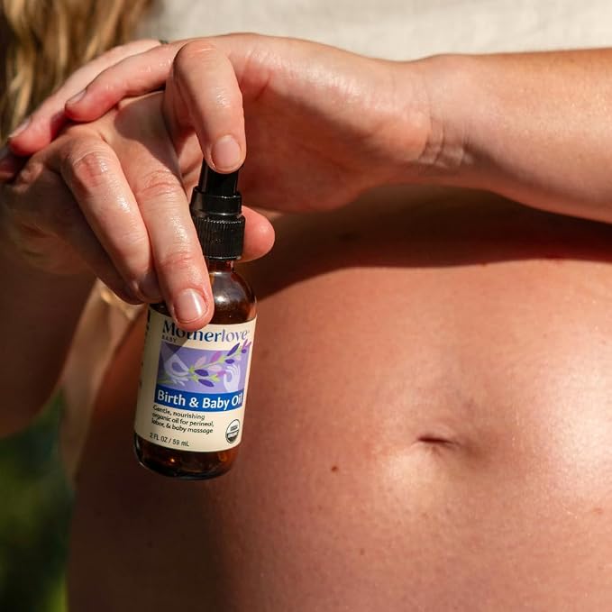 Motherlove Birth & Baby Oil (2 oz) Gentle Lavender-Infused Oil for Perineal, Labor & Baby Massage—USDA Organic, Vegan, & Cruelty Free