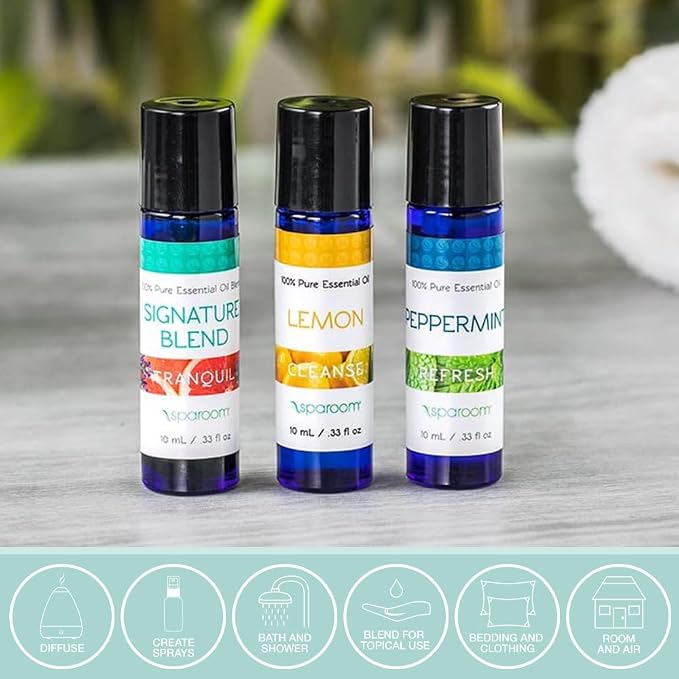 SpaRoom Aromatherapy 100% Pure Essential Oils for Diffusers and Air Freshners, Daily Collection, Set of 3