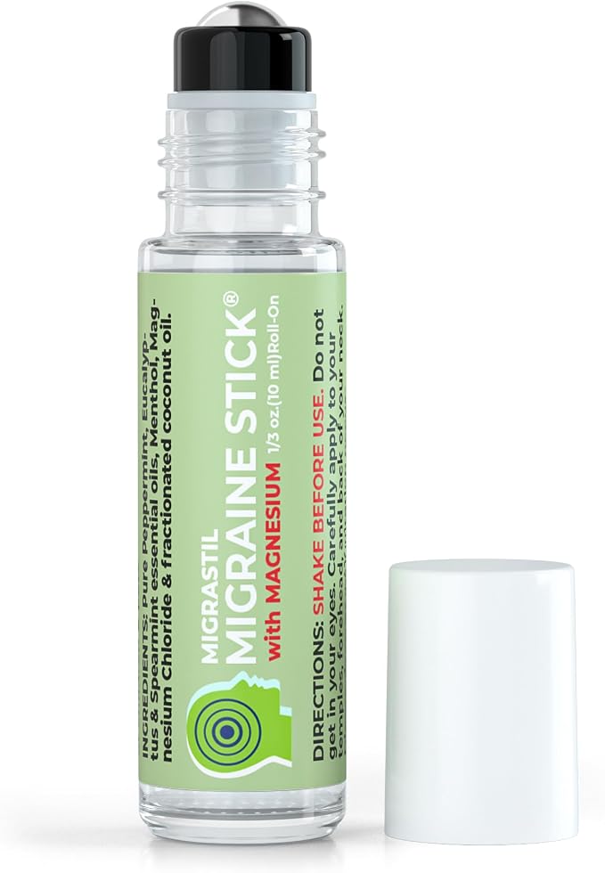 Migrastil Migraine Stick with Magnesium Cooling Peppermint Eucalyptus Essential Oil Topical Magnesium for Headache Support. Made in The USA 10 ml 2-Pack