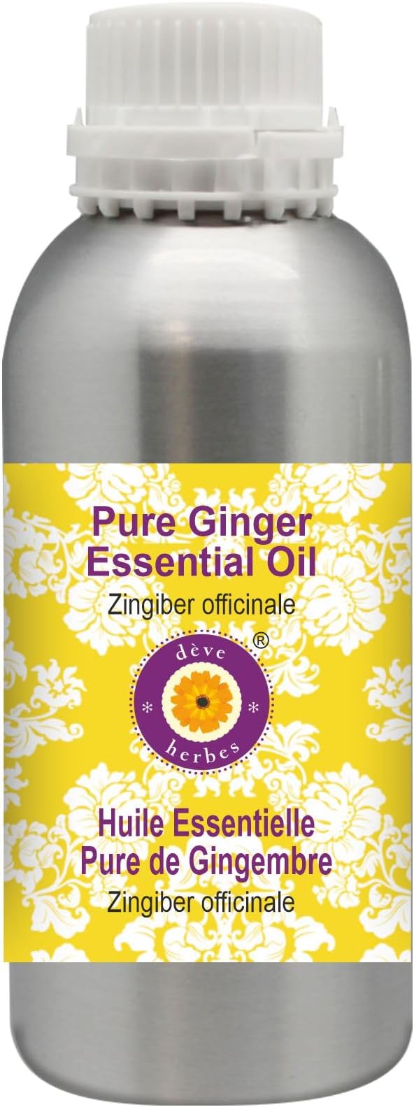 Deve Herbes Pure Ginger Essential Oil (Zingiber officinale) Steam Distilled 300ml (10 oz)
