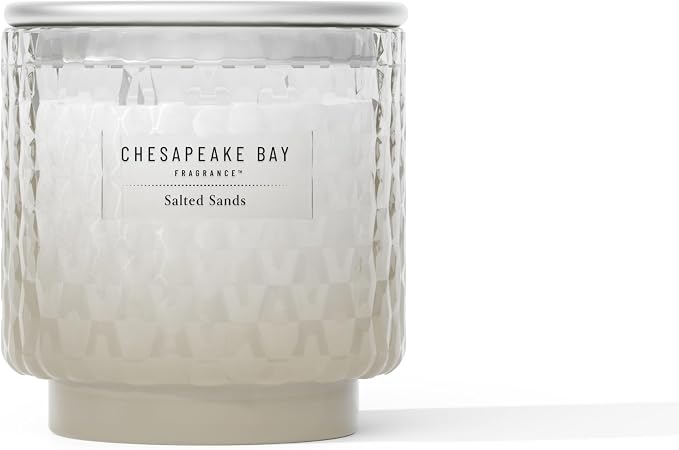 Chesapeake Bay, 11oz Salted Sands Scented Candle, Mood Evoking Fragrance, Textured Sea Glass-Inspired Jar, Premium Soy Blend Wax with Essential Oils, Coastal Fragrance for Home Décor or Gifting