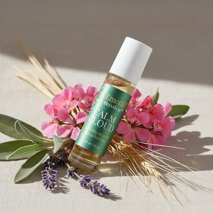 Dr. Emerald Calm Cloud Serenity Essential Oil Aromatherapy Roll On - Essential Oil Blend - Relax with Lavender, Vetiver, Sage, Petitgrain, Coriander, Geranium (10 ml / 0.33 oz, Calm Cloud)