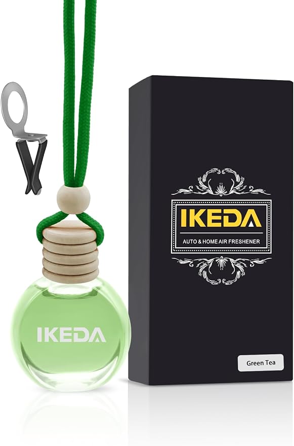 Ikeda Car Air Freshener: Hanging Car Smell Air Freshener | 10ml Hanging Car Perfume | Long Lasting Fragrance | Strong Scents Diffuser for Auto Home (Green tea)