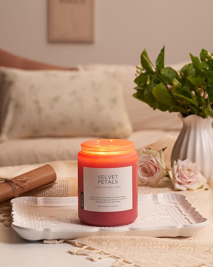 M&SENSE Sandalwood Rose Scented Candle, 19.4oz Large Soy Wax Candle for Home, 110 Hour Long-Lasting Non-Toxic Floral Aromatherapy Candle, Relaxing Self-Care Graduation Gift for Friends Daughter Son