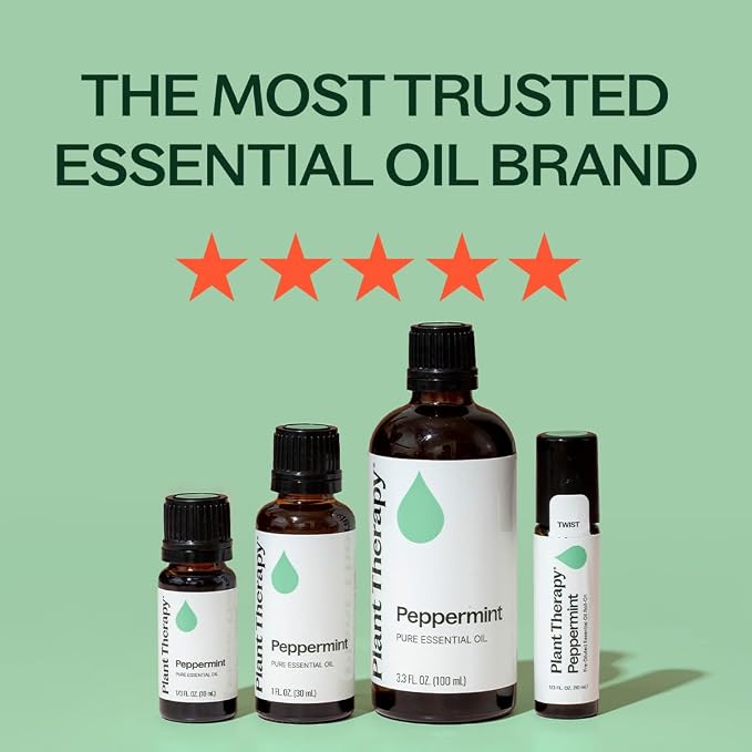Plant Therapy Peppermint Essential Oil 100 mL (3.3 oz) 100% Pure, Undiluted, Natural Aromatherapy for Diffuser & Topical Use, Digestion, Respiratory, & Massage, Peppermint Oil for Skin & Hair