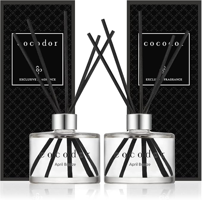 COCODOR Signature Reed Diffuser Set/April Breeze / 6.7oz /2 Pack/Home Fragrance Diffuser, Oil Scent Diffuser for Bathroom Shelf Decor