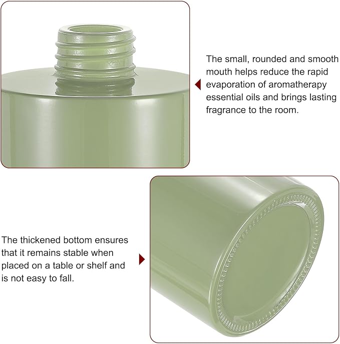 HARFINGTON Empty Glass Diffuser Bottle 140ml/4.7oz Refillable Fragrance Accessories Aromatherapy Jar Container for Replacement Reed Diffuser DIY Home Bathroom Green with Gold Tone Cap