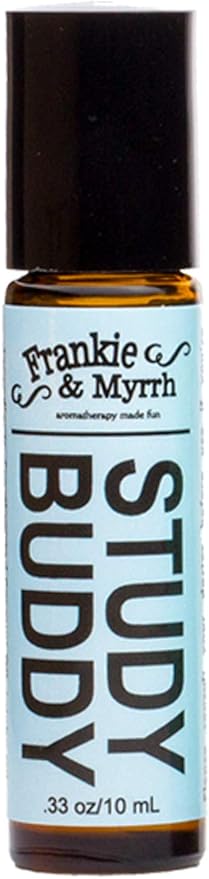 Frankie & Myrrh Study Buddy Roll On | Essential Oil Roller for Energy and Focus w/Peppermint, Lemon, Rosemary
