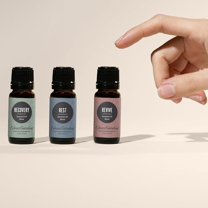 Edens Garden Mind, Body & Soul Essential Oil 3 Set – 100% Pure Therapeutic Grade, Undiluted Aromatherapy- Revive, Recovery, Rest Blends– for Natural Wellness, Humidifiers & Diffusers, 10 ml/ 3 Pack