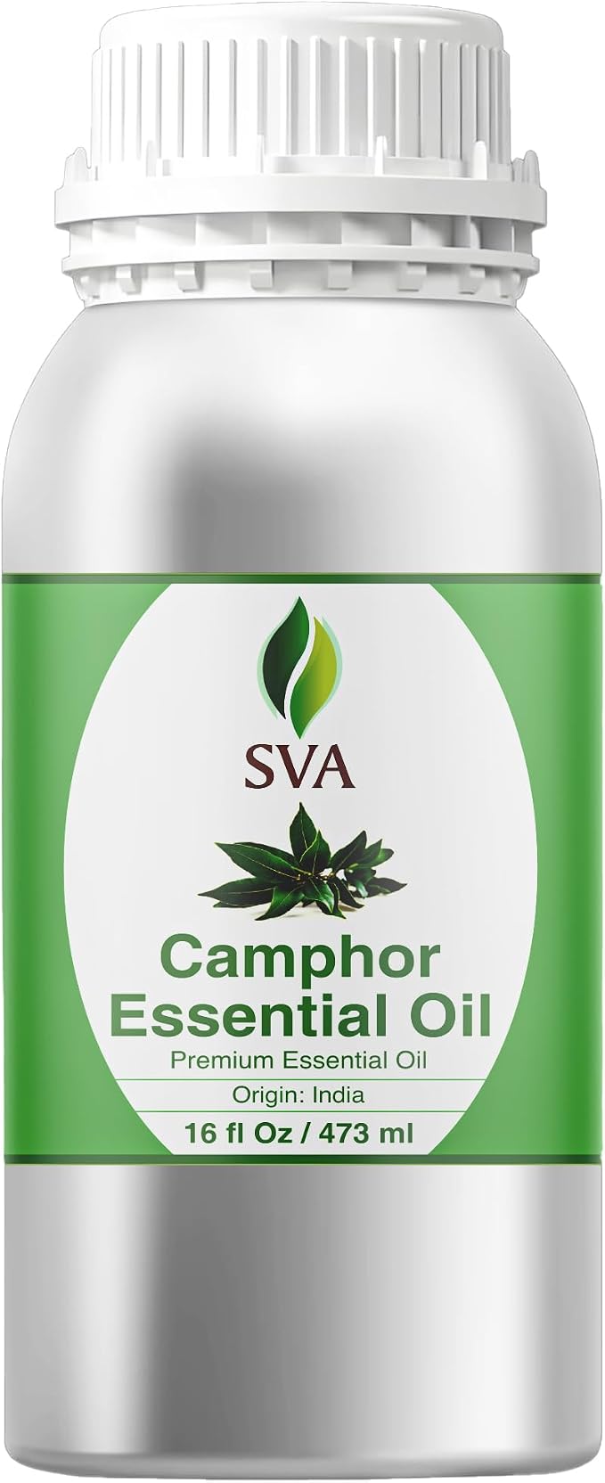 SVA Camphor Essential Oil – 16 Fl Oz – 100% Natural Camphor Oil - for Diffuser, Hair Care, Face, Skin Care, Aromatherapy, Scalp and Body Massage, Soap and Candle Making