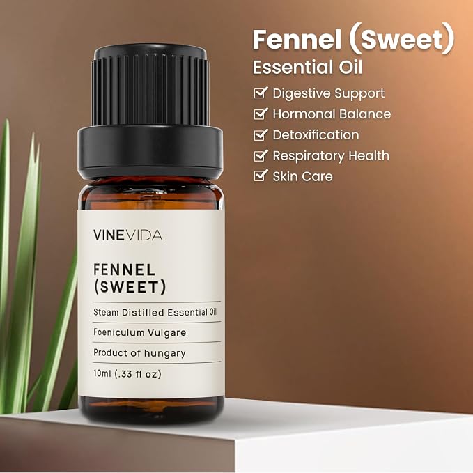 VINEVIDA Fennel Essential Oil - Undiluted, 10 mL - DIY Candle Scents, Safe for Soap Making