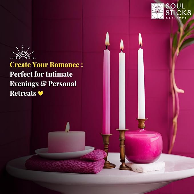 SOUL STICKS 4" Scented Ritual Candles Chime Taper Premium Candles 20 pcs for Rituals, Ceremonies, Meditation, Altar and Spells (Magenta/Ylang ylang)