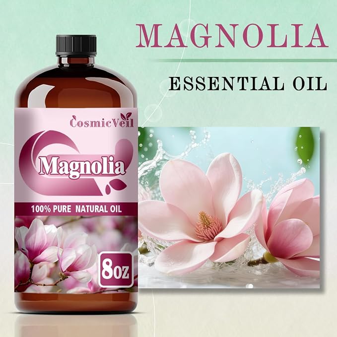 Magnolia Essential Oil Magnolia Oil for Aroma Diffuser,Humidifier,Home Fragrance,Cleaning,Body Care,Massage,Yoga,DIY Candle,DIY Soap CosmicVeil（Magnolia，8 Fl Oz (Pack of 1)）