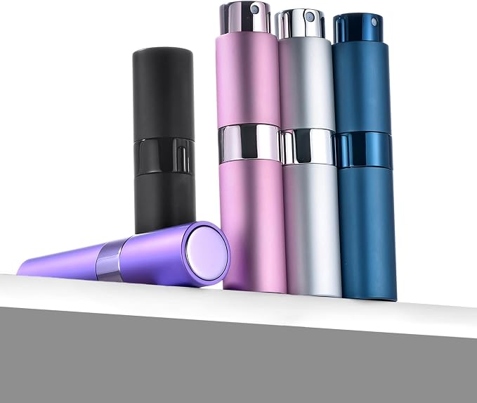 5 Pcs Travel Perfume Atomizer Refillable, 8ml/0.27oz Portable Mini Cologne Spray Bottle Travel Size Perfume Refill Bottle with Fine Mist Atomizer and Tool